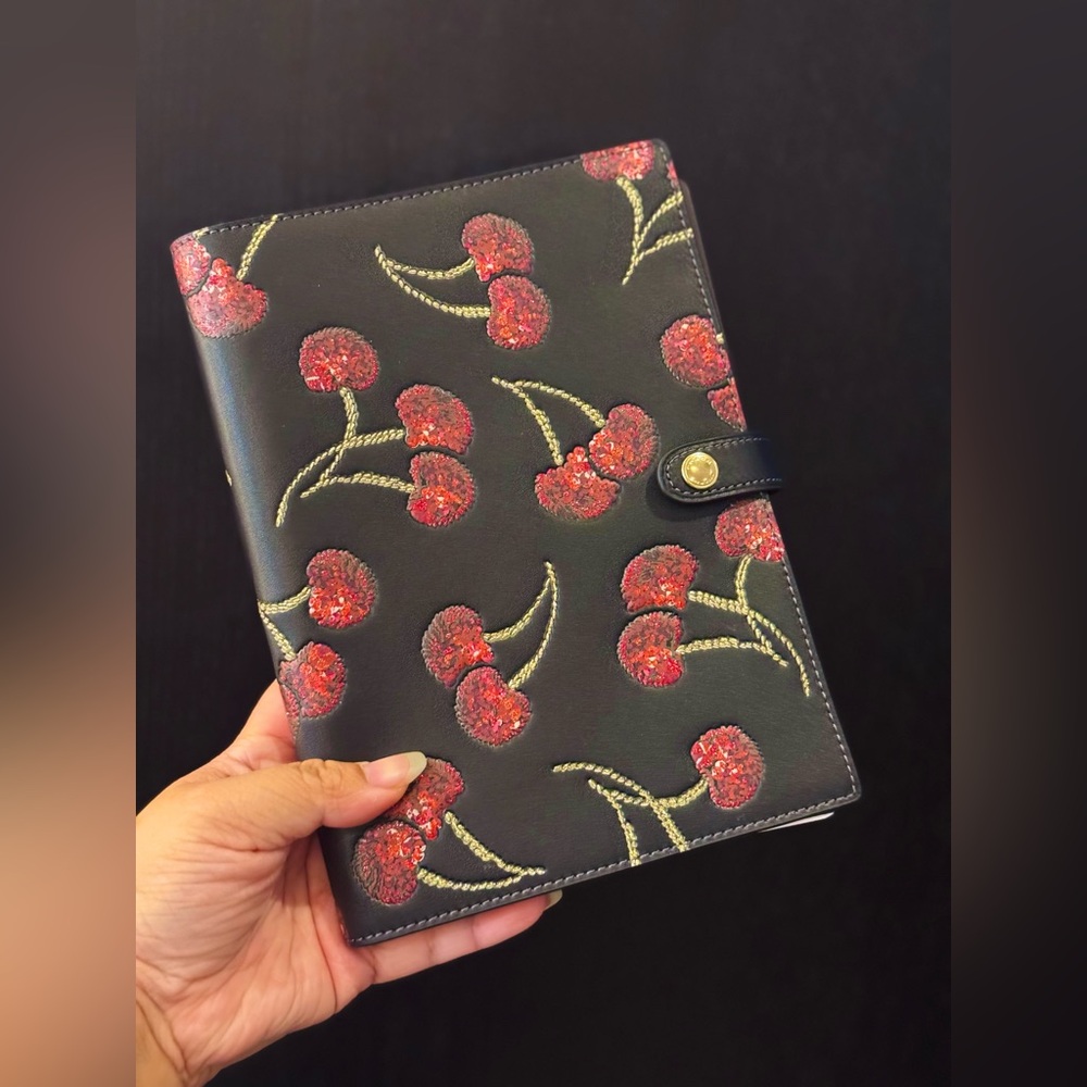 Coach Notebook With Black Cherry In Leather/Black Print CDB79 NWT - Picture 3 of 5